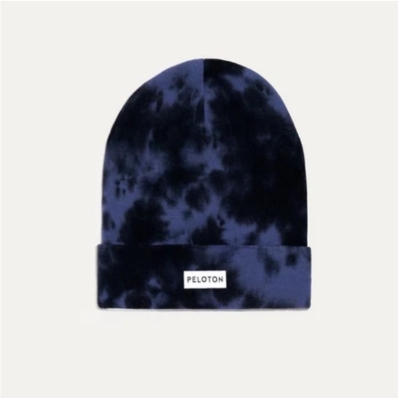 Peloton Accessories - Peloton tie dye beanie black and blue purple periwinkle oversized
